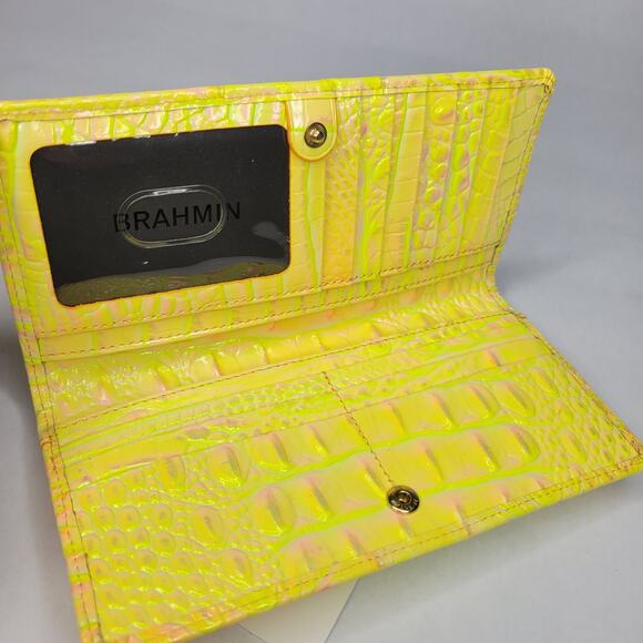 BRAHMIN Ady Wallet NOVA Melbourne Genuine Leather Yellow Iridescent NWT - Picture 8 of 12